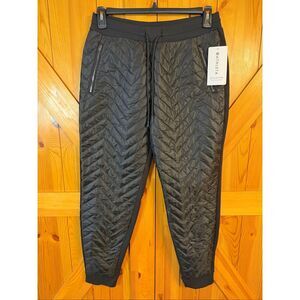 Athleta Apres Ski Down Jogger Pants Black Quilted Zipper Pockets Size 10 nwt (67